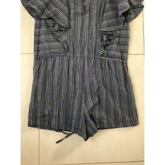 Mudpie Isla Romper Striped Ruffle Sleeve Drawstring - Picture 11 of 12